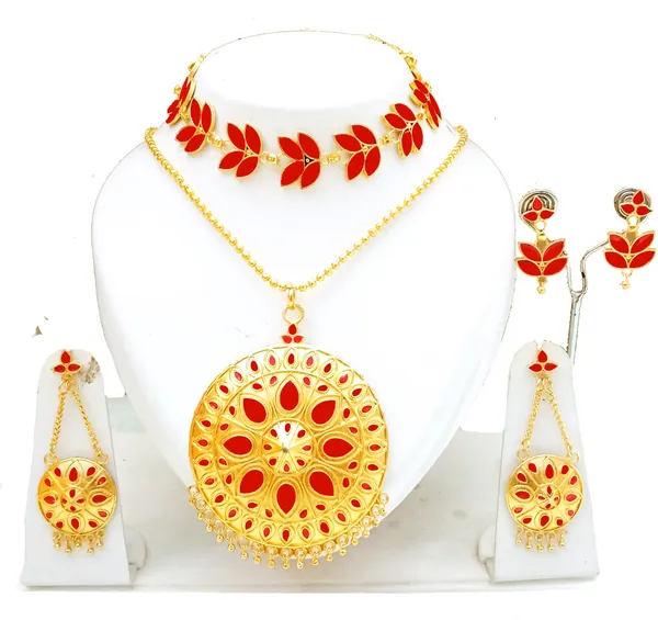 Assamese_Traditional_Red_Colour_Japi_And_Golpata_Combo_Jewellery_Set_For_Women
